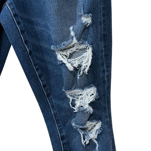 American Eagle Womens Curvy High-Waisted Distressed Jeggings Skinny Dark Wash 6 - Picture 2 of 9